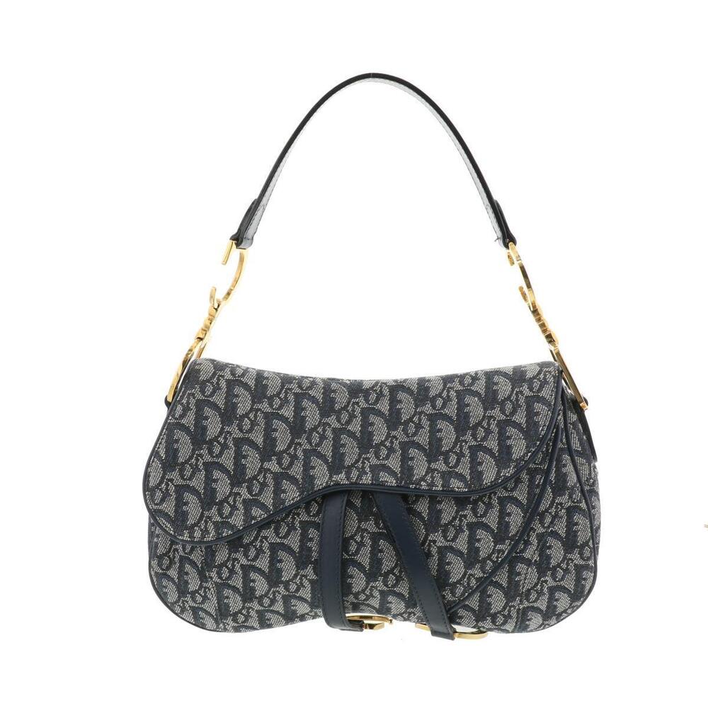 Dior Trotter Double Saddle Bag Handbag Navy Blue